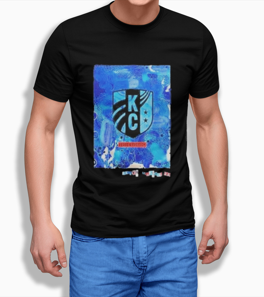 Kansas City Current KC Peace Freedom Blue T-Shirt