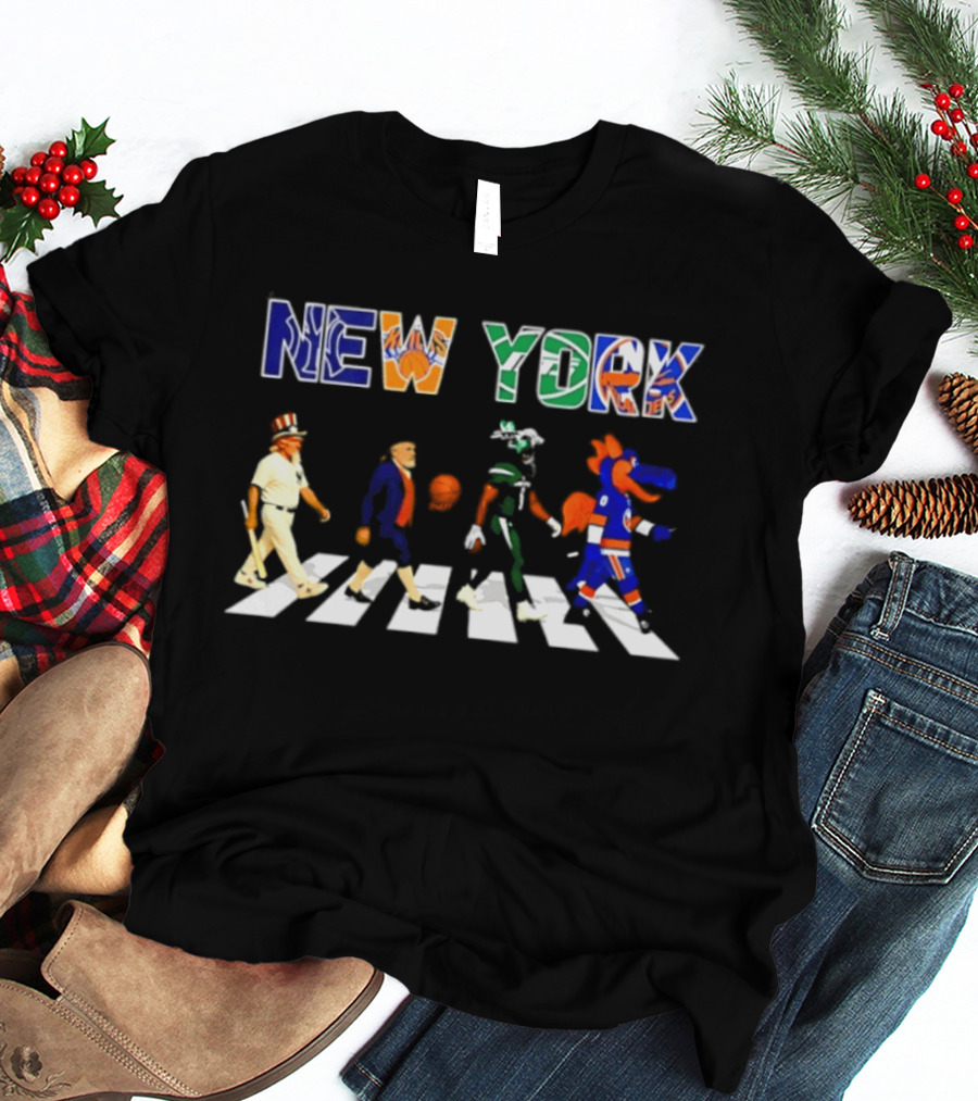 New York Yankees Knicks Jets Islanders Abbey Road Sports T-Shirt