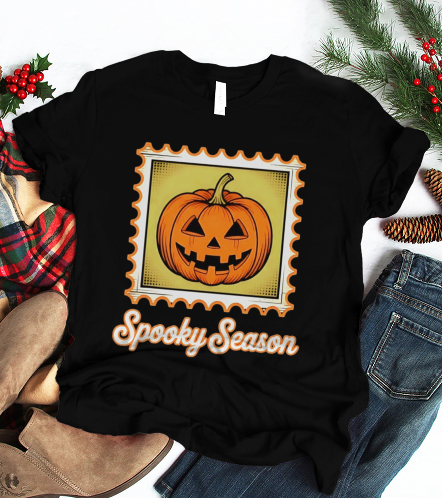 Spooky Season Pumpkin Stamp Halloween T-Shirt