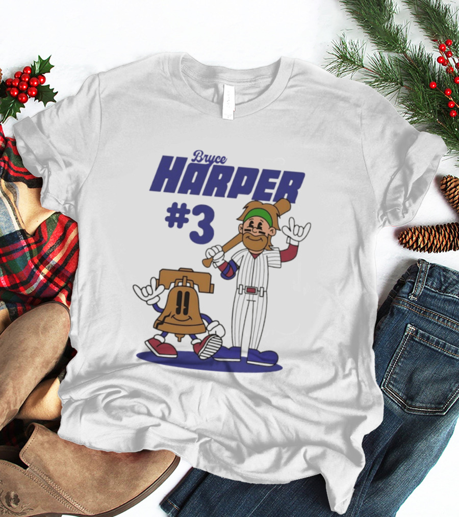 Bryce Harper #3 Philadelphia Phillies MLB Liberty Bell Animated Players T-Shirt