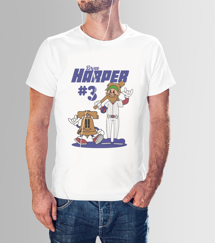 Bryce Harper #3 Philadelphia Phillies MLB Liberty Bell Animated Players T-Shirt