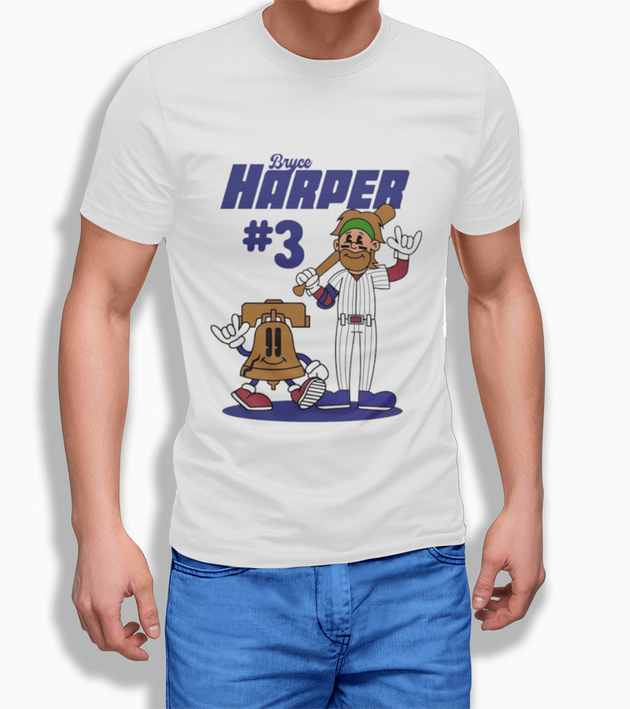 Bryce Harper #3 Philadelphia Phillies MLB Liberty Bell Animated Players T-Shirt