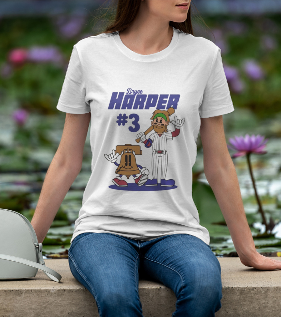 Bryce Harper #3 Philadelphia Phillies MLB Liberty Bell Animated Players T-Shirt