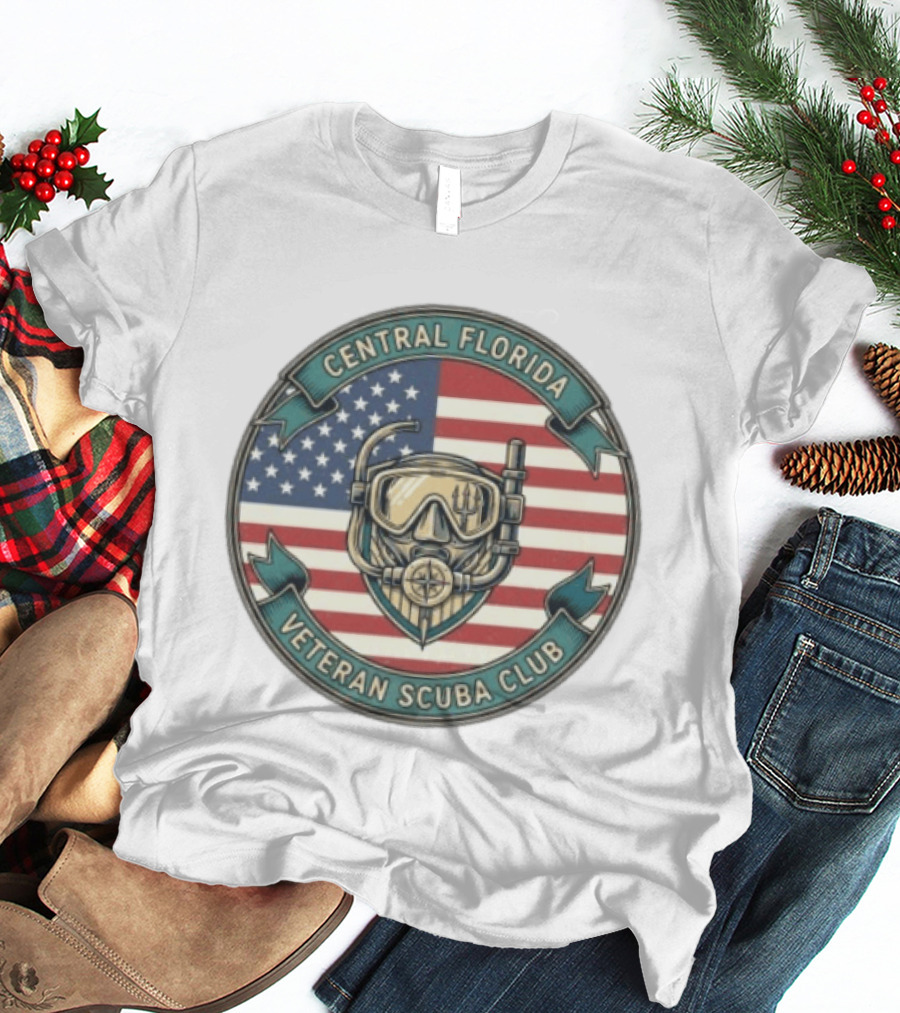 Central Florida Veteran Scuba Club American Flag Dive Mask T-Shirt