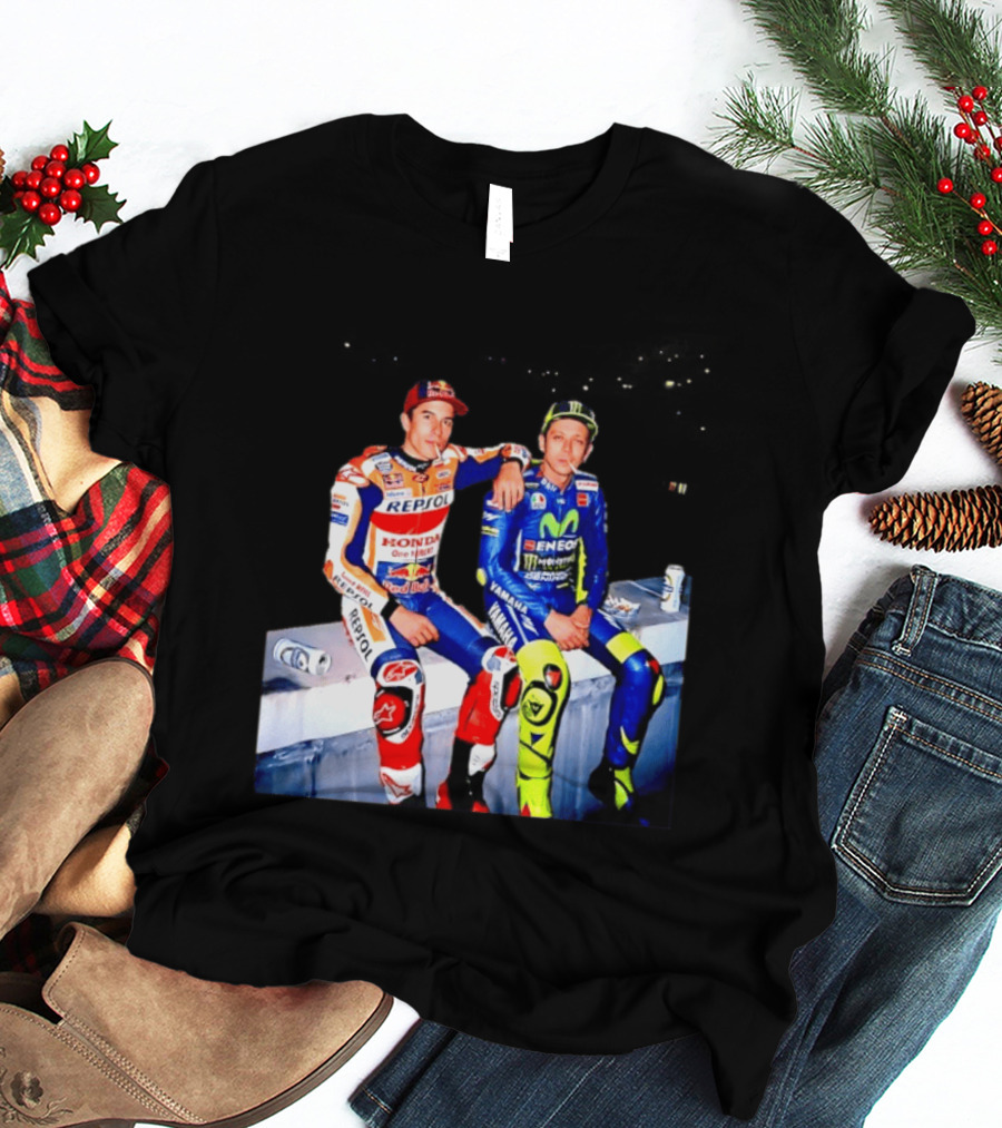 Valentino Rossi Marc Marquez MotoGP Repsol Yamaha Smoking Beer T-Shirt