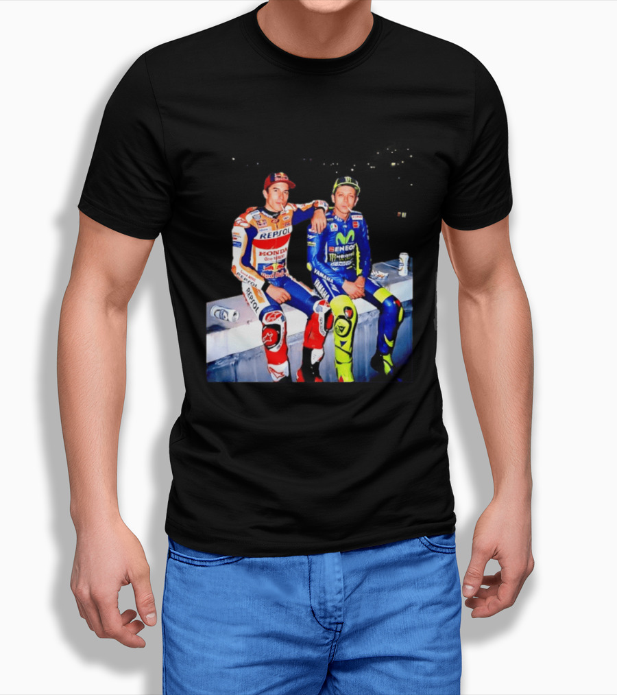 Valentino Rossi Marc Marquez MotoGP Repsol Yamaha Smoking Beer T-Shirt