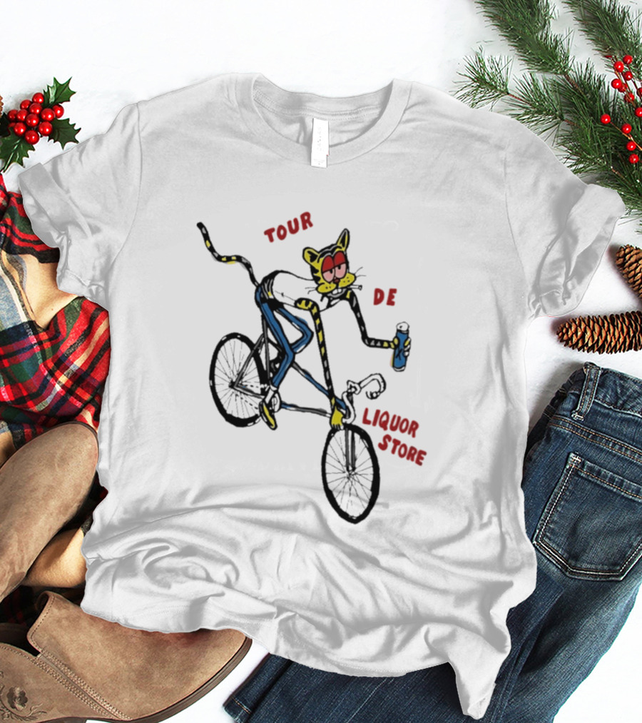 Tour De Liquor Store Cat Bicycle Cycling T-Shirt