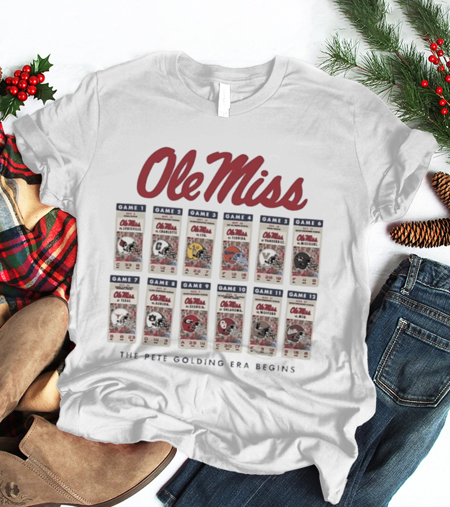 Ole Miss 2026 Football Schedule Louisville Charlotte LSU Florida Vanderbilt Arkansas Texas Auburn Georgia Oklahoma Wofford Mississippi State T-Shirt