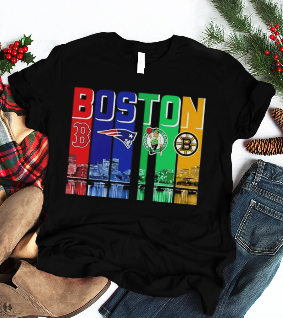 Boston Red Sox Patriots Celtics Bruins Skyline T-Shirt