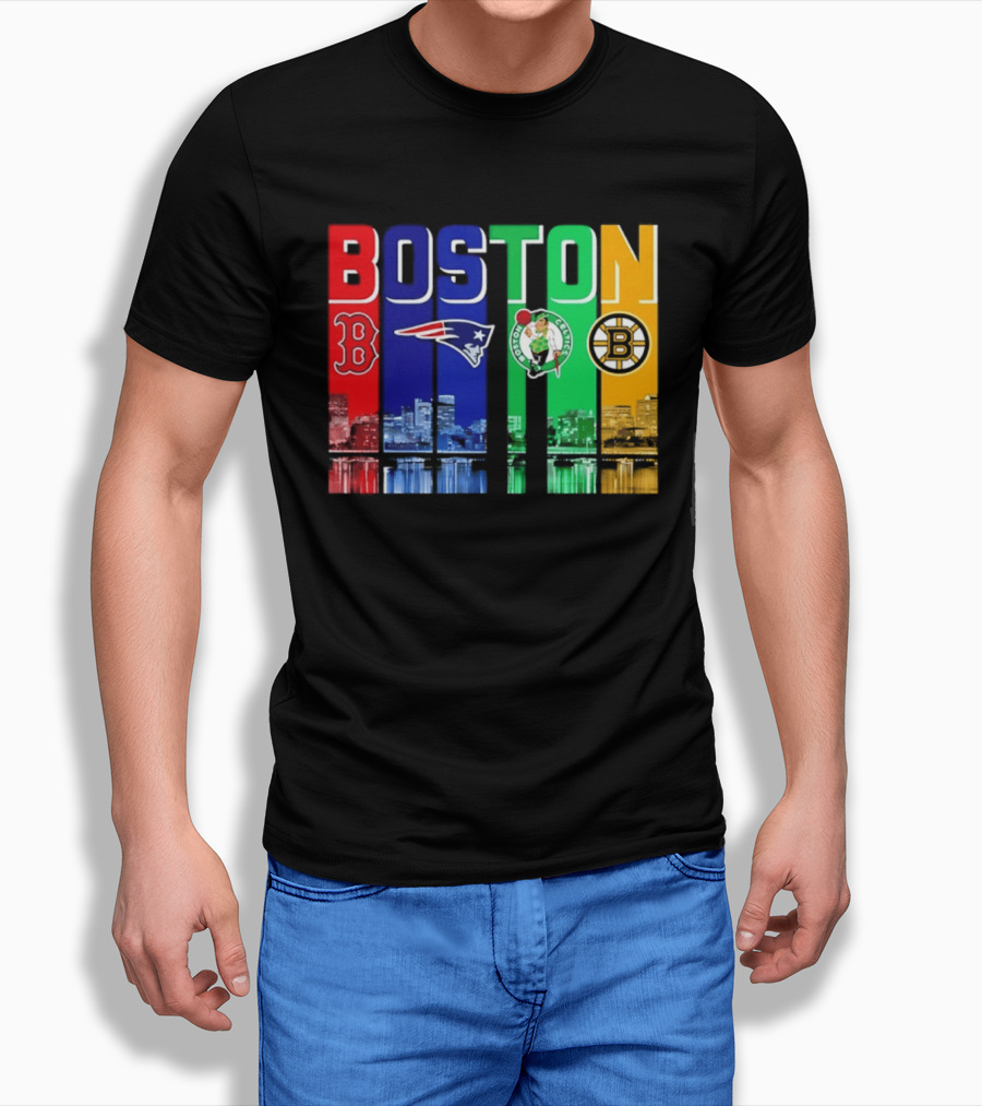 Boston Red Sox Patriots Celtics Bruins Skyline T-Shirt