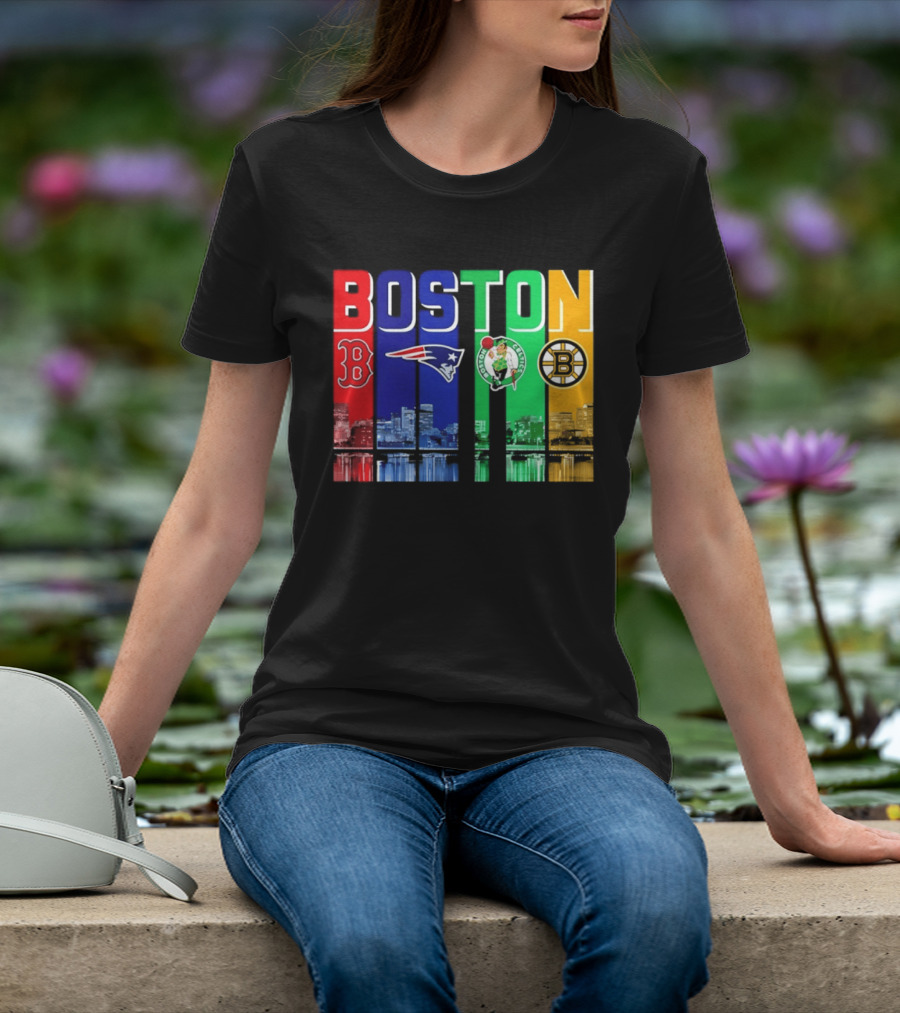 Boston Red Sox Patriots Celtics Bruins Skyline T-Shirt