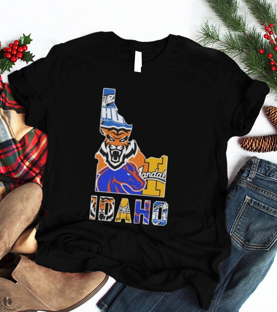 Idaho State Bengals Boise State Broncos Vandals Map Collage 2026 T-Shirt