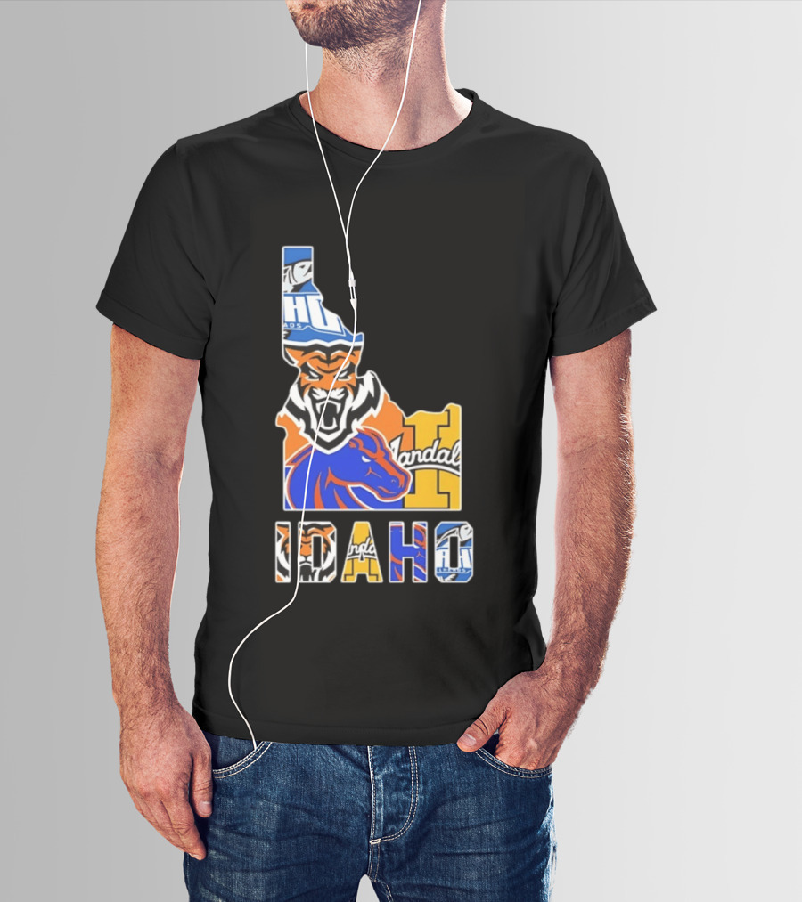 Idaho State Bengals Boise State Broncos Vandals Map Collage 2026 T-Shirt