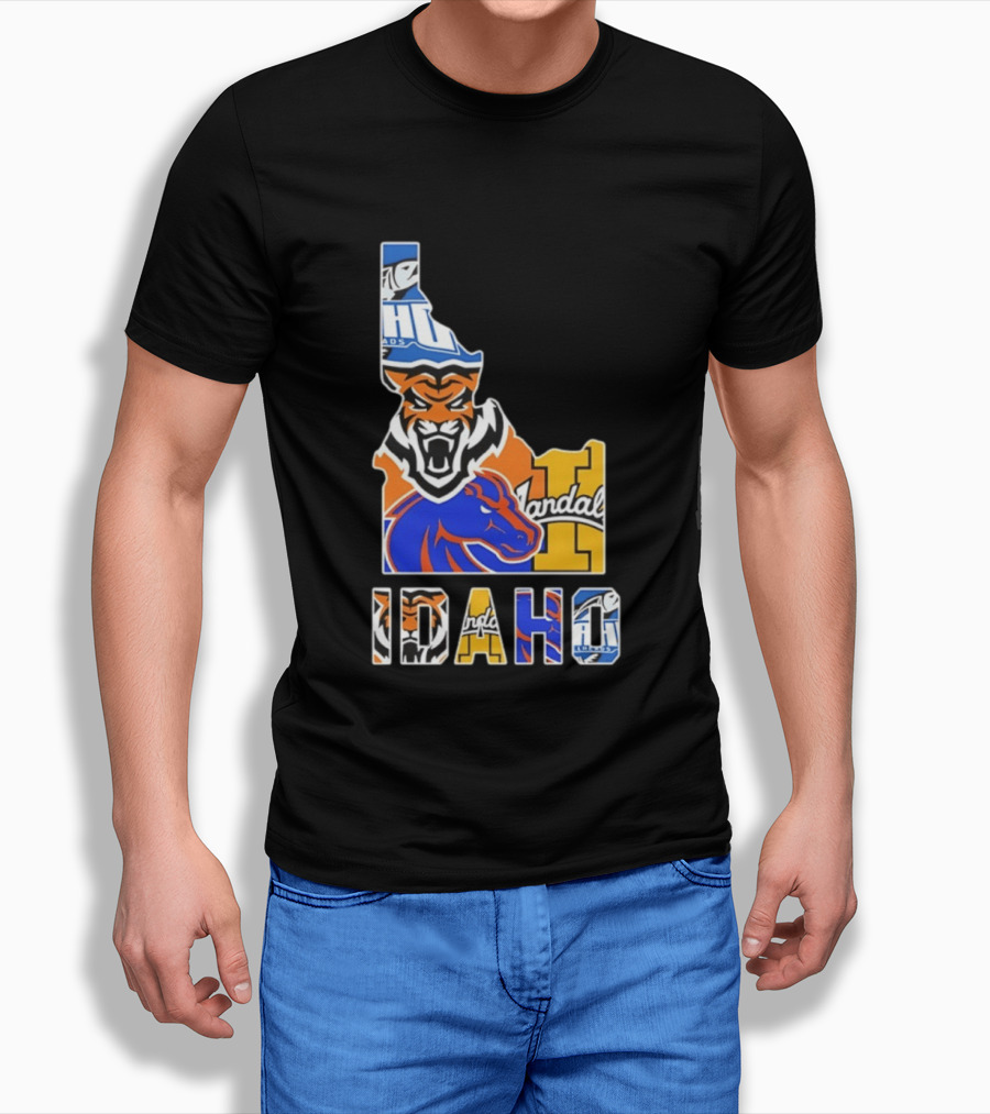 Idaho State Bengals Boise State Broncos Vandals Map Collage 2026 T-Shirt