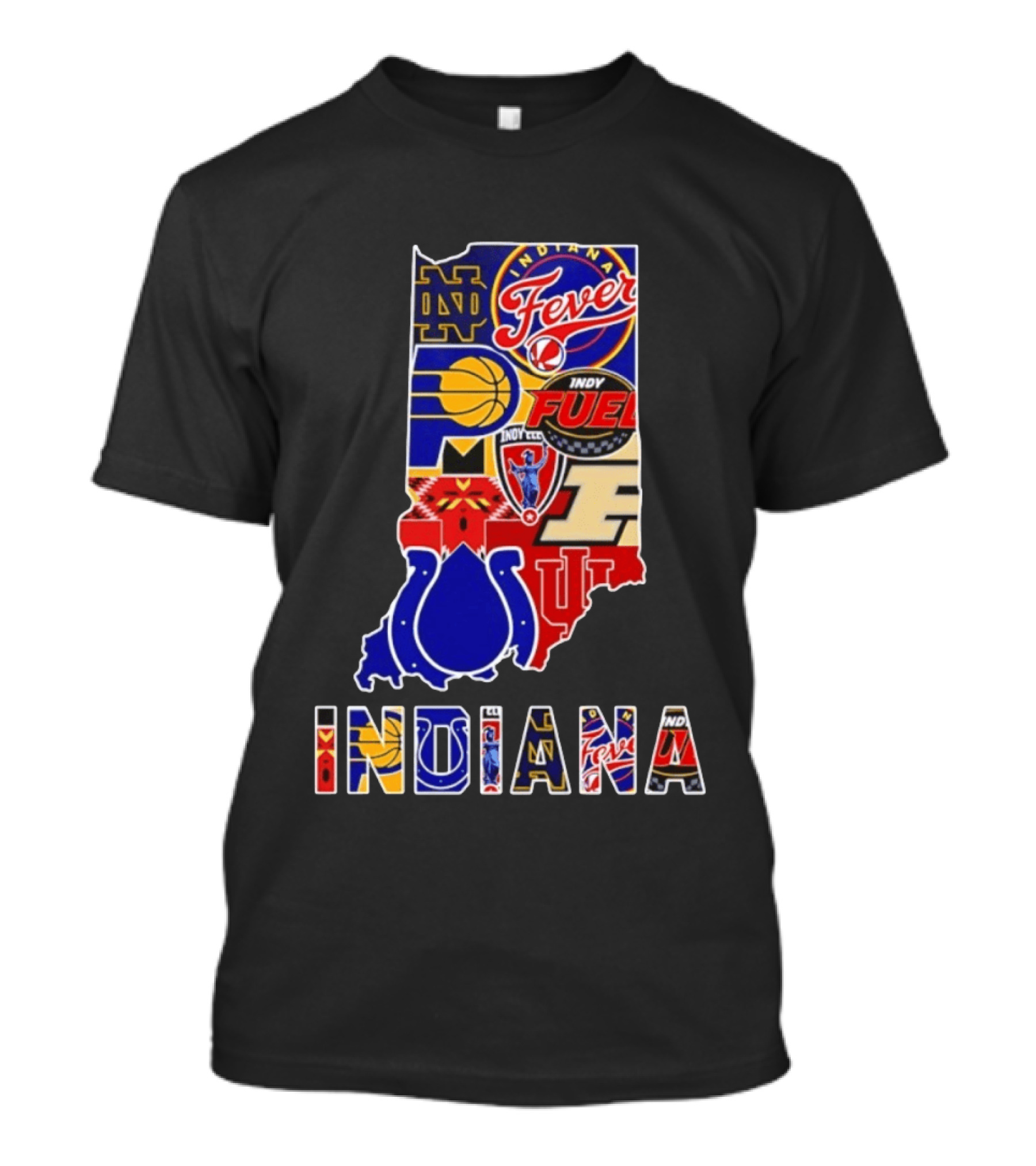 Indiana Basketball Colts Notre Dame Fever Indy Fuel Map Collage 2026 T-Shirt