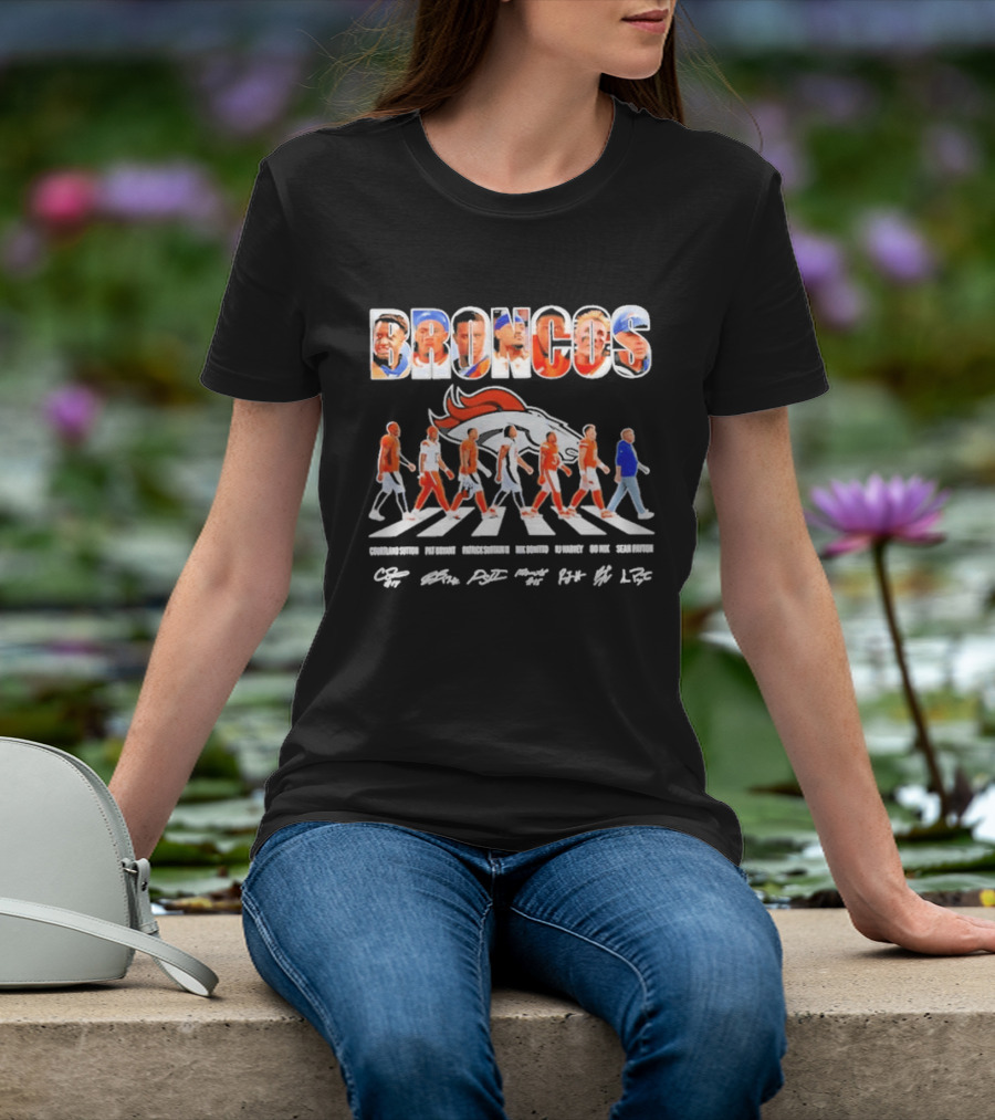 Denver Broncos Abbey Road Sutton Bryant Surtain II Bonitto Harvey Nix Payton Signatures NFL Team T-Shirt
