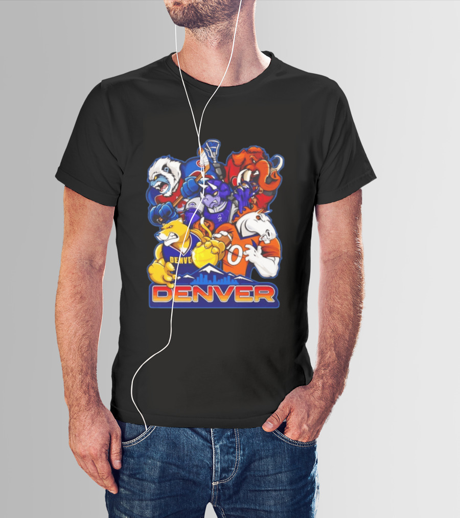 Denver Sports Teams Mascot Collage Featuring Iconic City T-Shirt