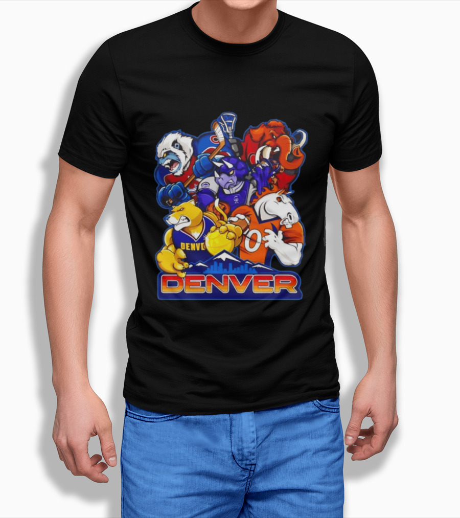 Denver Sports Teams Mascot Collage Featuring Iconic City T-Shirt