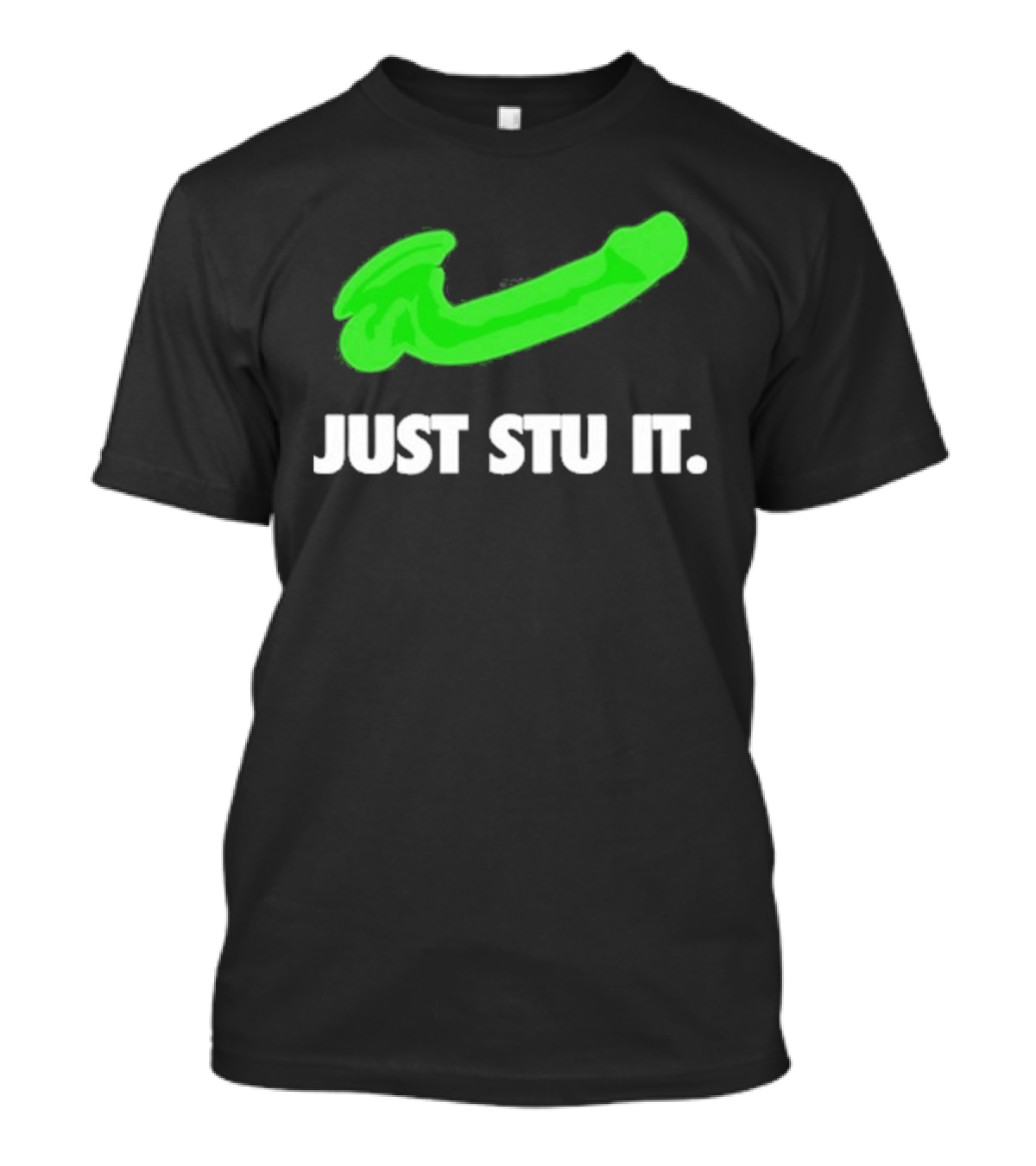 Just Stu It Green Swoosh Iconic Phrase T-Shirt