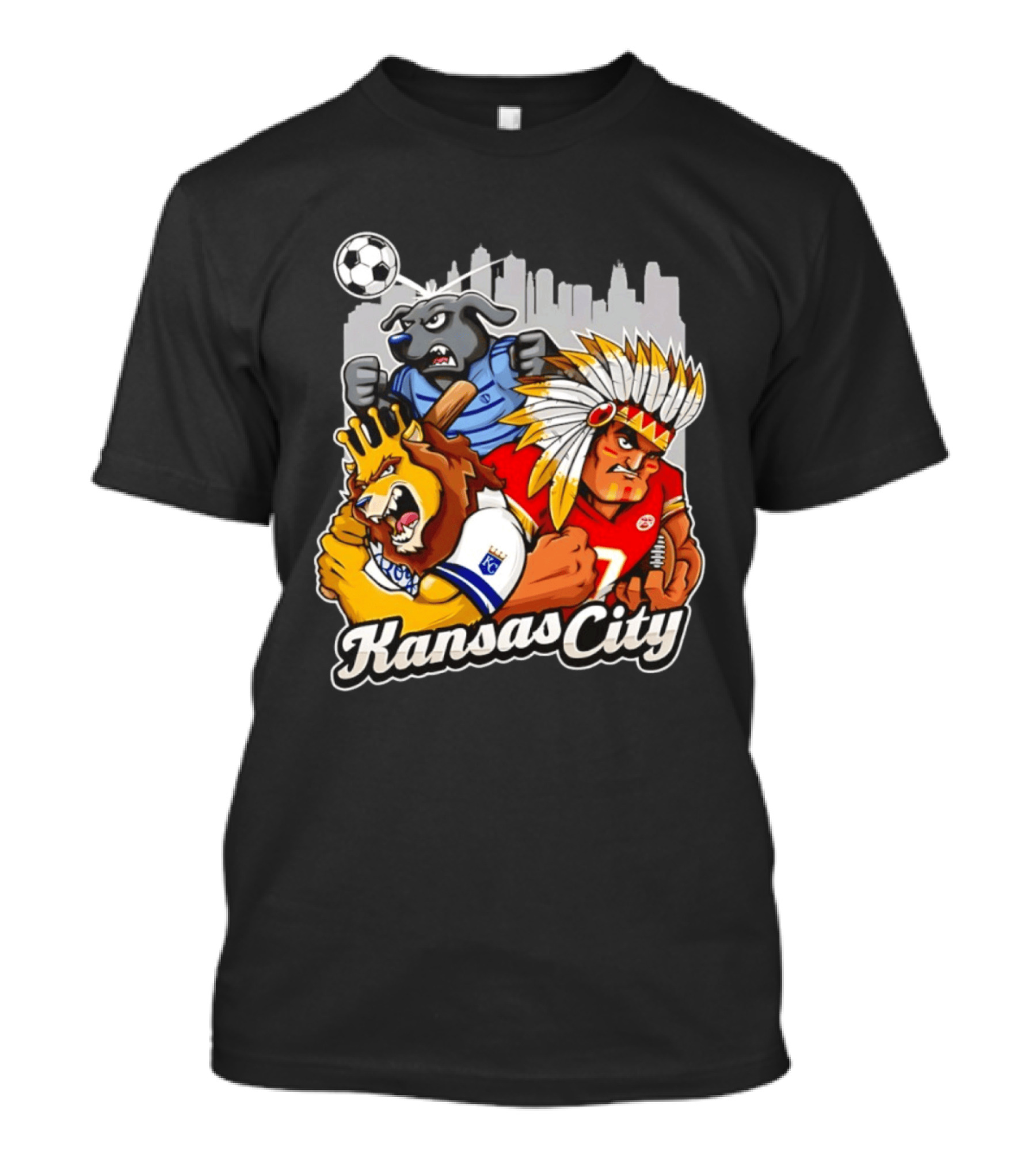 Kansas City Chiefs Royals Sporting KC Cityscape Sports Mashup T-Shirt
