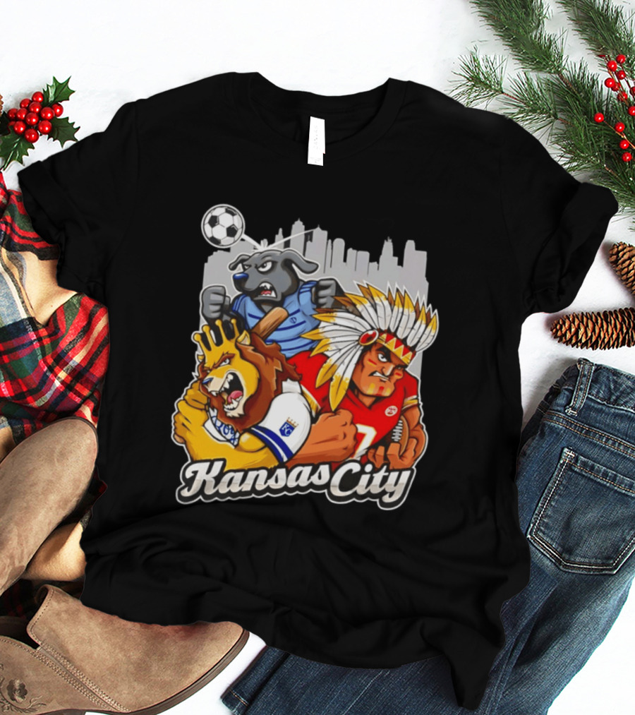 Kansas City Chiefs Royals Sporting KC Cityscape Sports Mashup T-Shirt