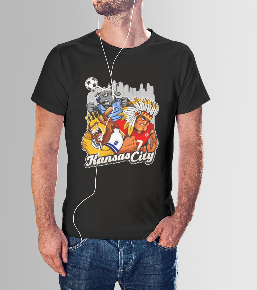 Kansas City Chiefs Royals Sporting KC Cityscape Sports Mashup T-Shirt