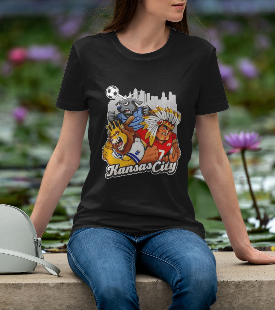 Kansas City Chiefs Royals Sporting KC Cityscape Sports Mashup T-Shirt