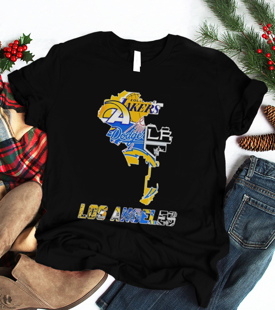 Los Angeles Lakers Dodgers Rams Chargers Kings Map Season 2026 T-Shirt