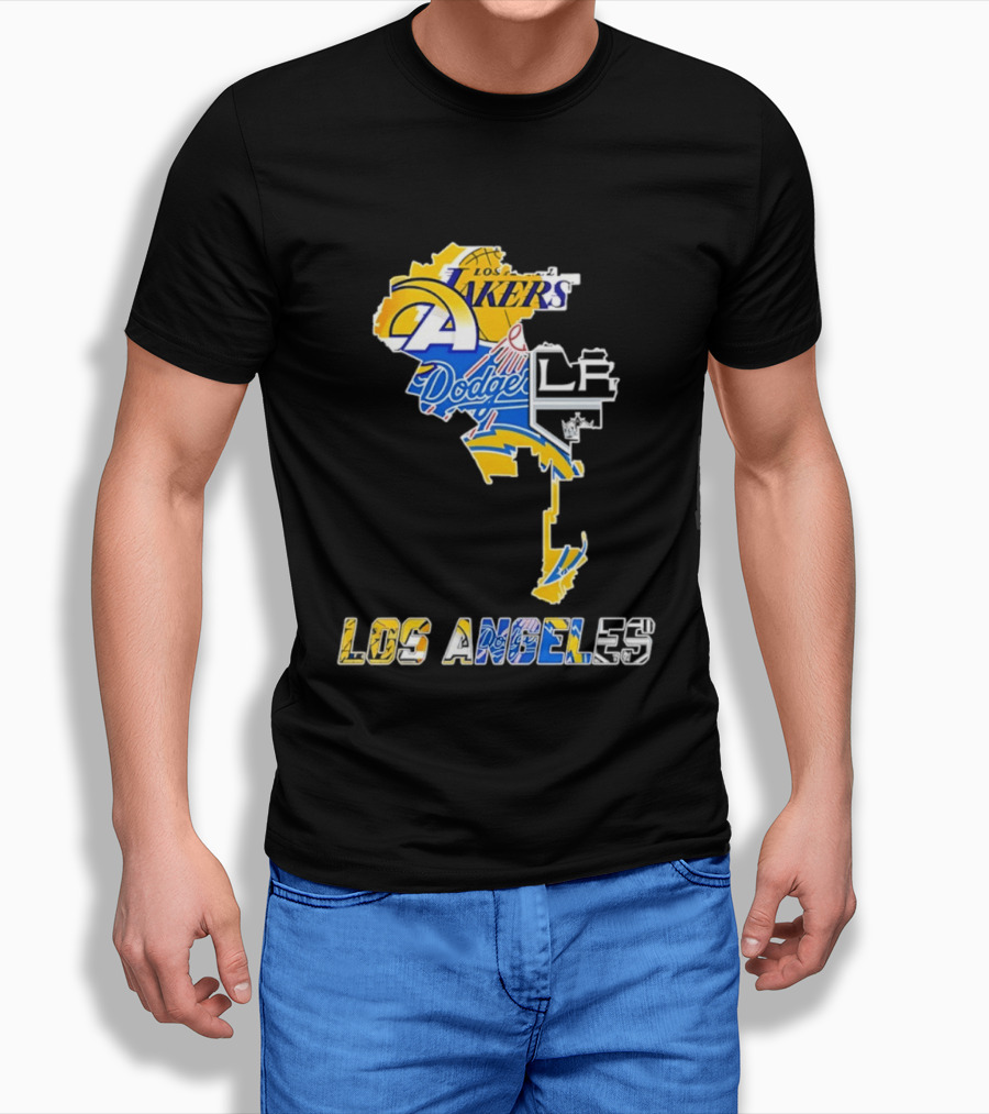 Los Angeles Lakers Dodgers Rams Chargers Kings Map Season 2026 T-Shirt