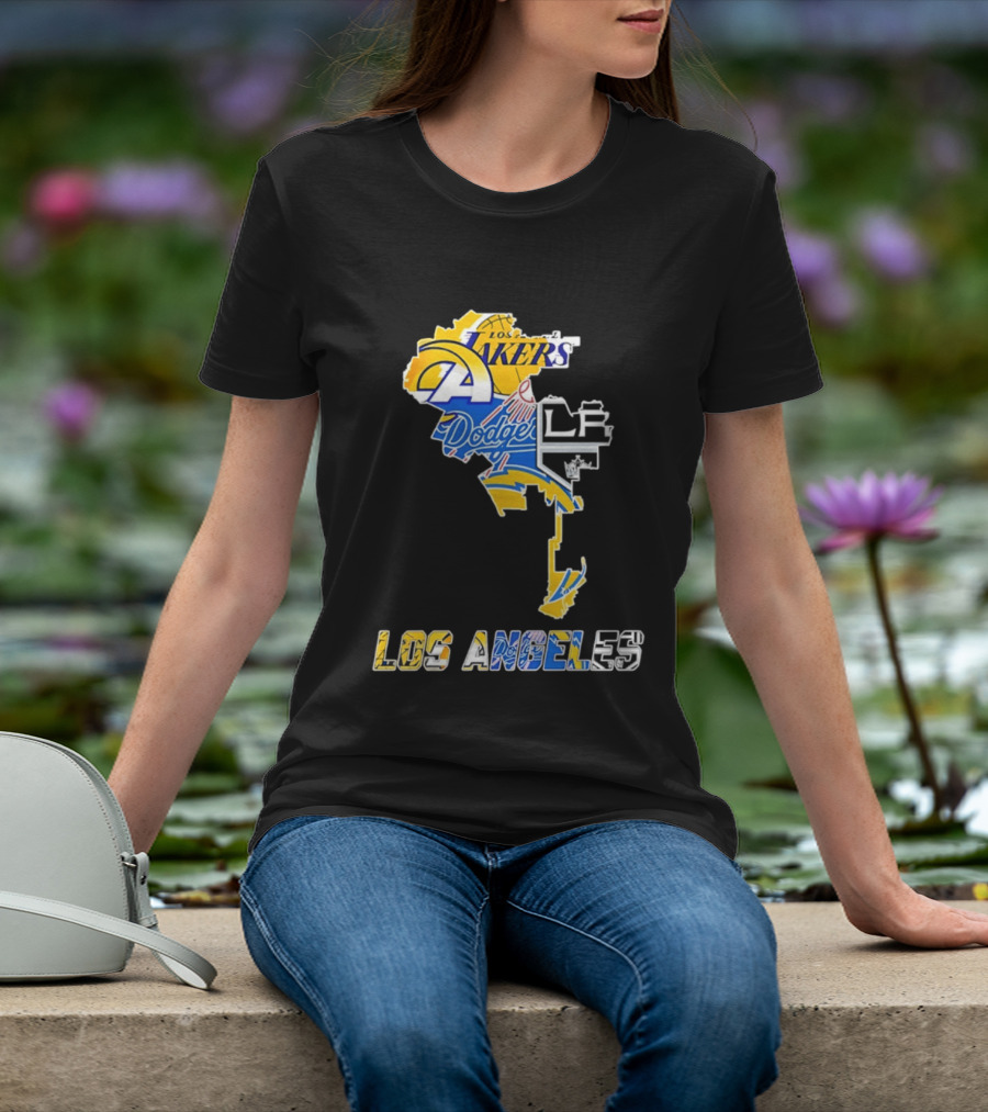 Los Angeles Lakers Dodgers Rams Chargers Kings Map Season 2026 T-Shirt