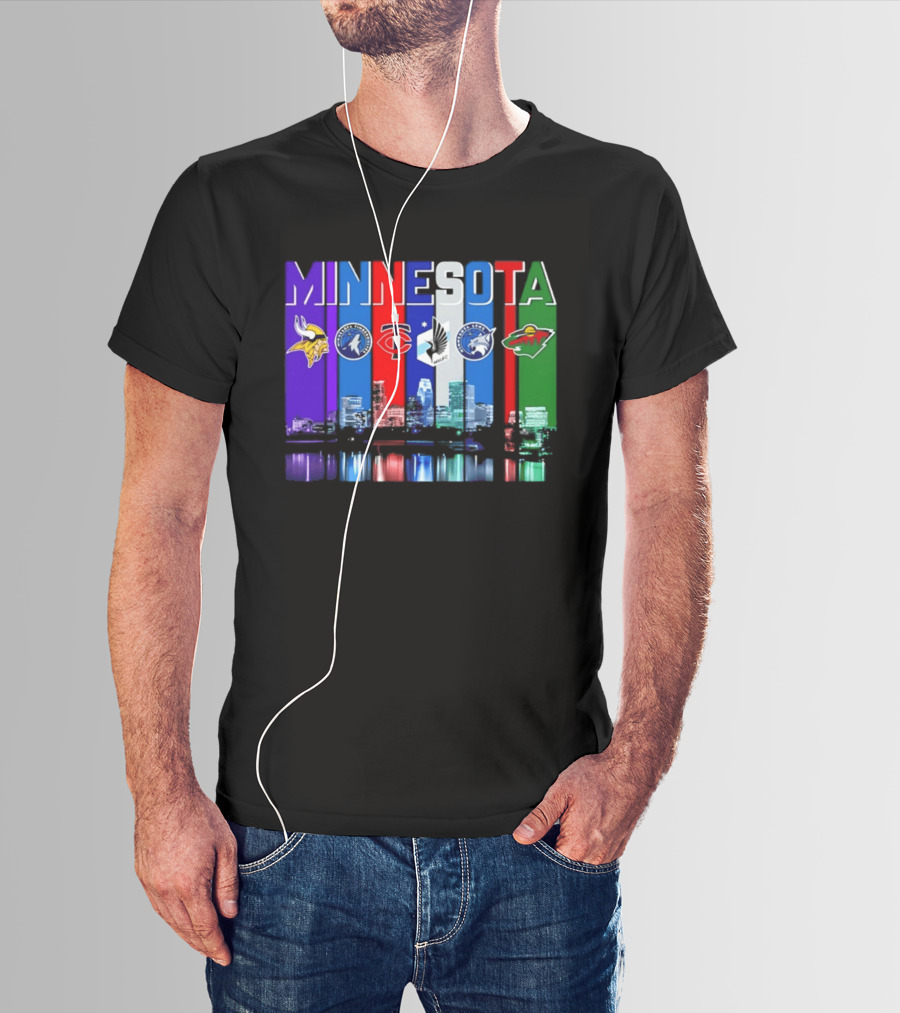 Minnesota Vikings Timberwolves Twins Lynx Wild Skyline 2026 T-Shirt