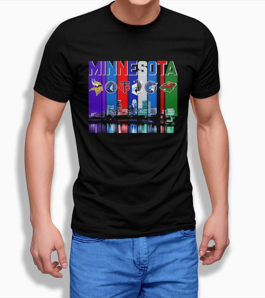Minnesota Vikings Timberwolves Twins Lynx Wild Skyline 2026 T-Shirt