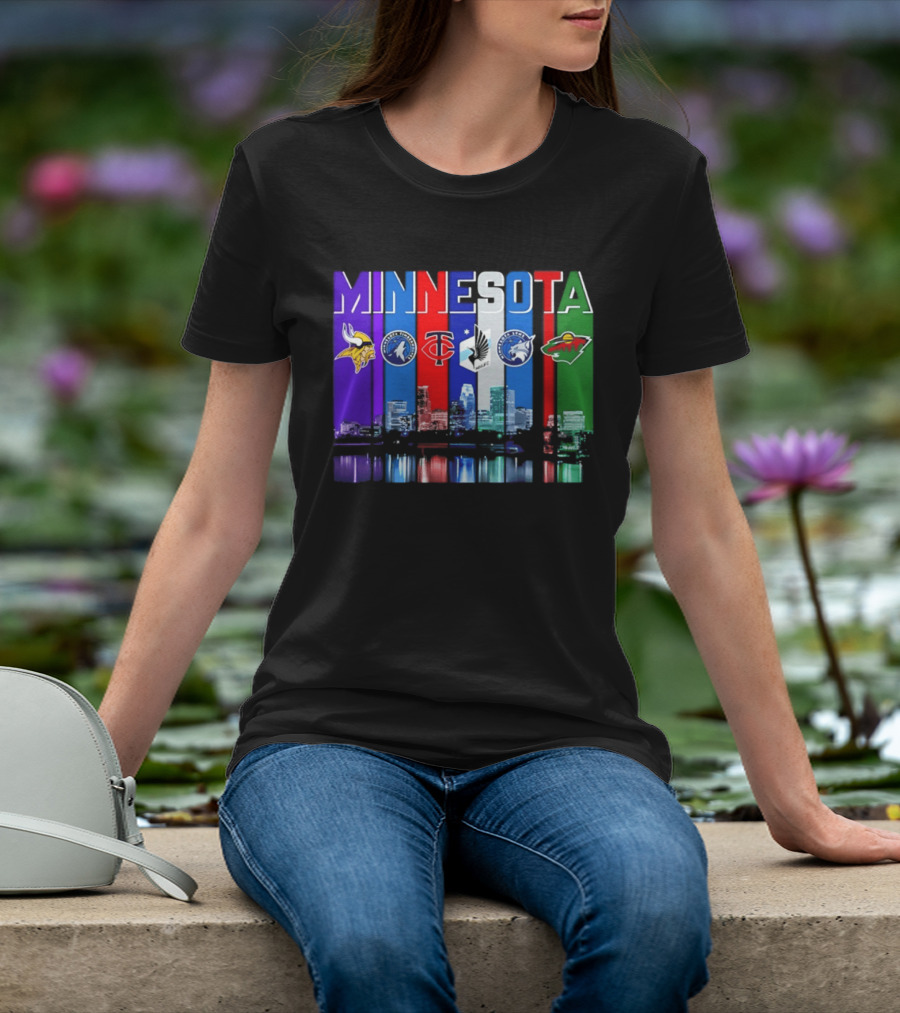 Minnesota Vikings Timberwolves Twins Lynx Wild Skyline 2026 T-Shirt