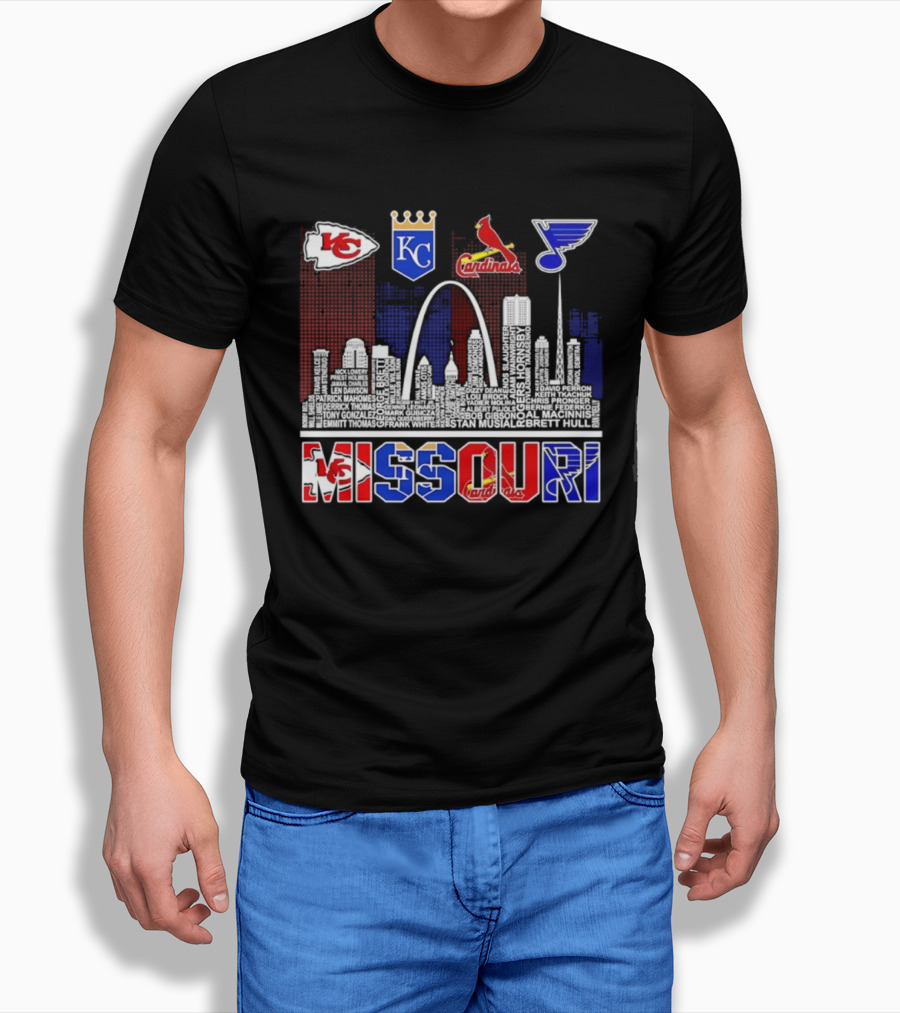 Missouri Skyline Kansas City Chiefs Royals Cardinals Blues T-Shirt