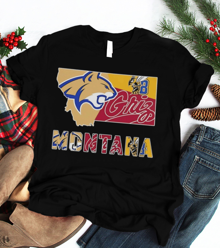 Montana Bobcats Griz 2026 College Football Map T-Shirt