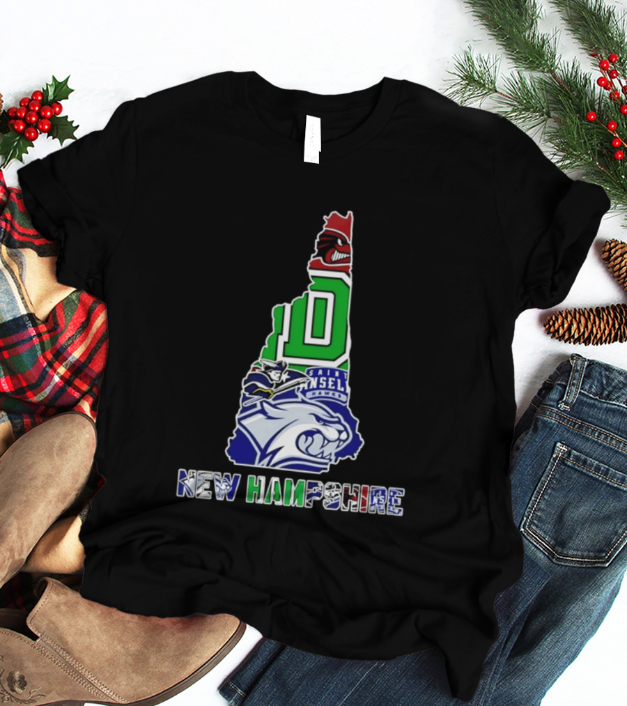 New Hampshire State Map Saint Anselm Hawks Wildcats Dartmouth Big Green 2026 T-Shirt