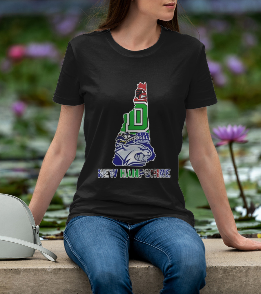 New Hampshire State Map Saint Anselm Hawks Wildcats Dartmouth Big Green 2026 T-Shirt