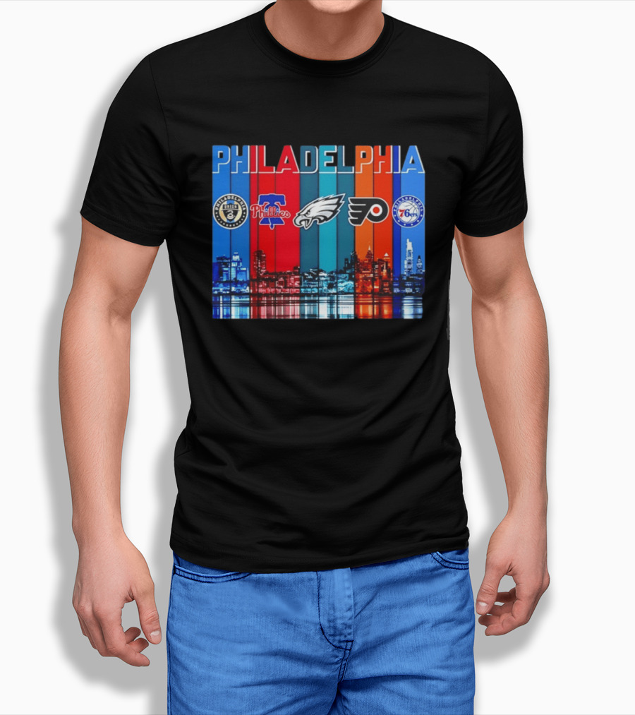 Philadelphia Union Phillies Eagles Flyers 76ers Skyline 2026 T-Shirt