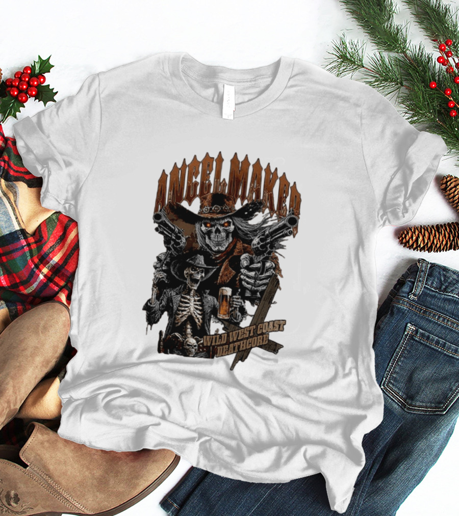 AngelMaker Wild West Coast Deathcore Skeleton Gunslinger Violence T-Shirt