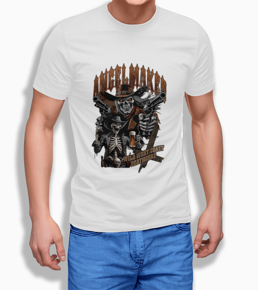AngelMaker Wild West Coast Deathcore Skeleton Gunslinger Violence T-Shirt