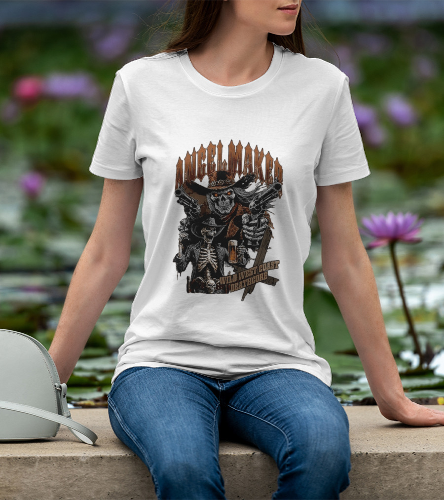 AngelMaker Wild West Coast Deathcore Skeleton Gunslinger Violence T-Shirt