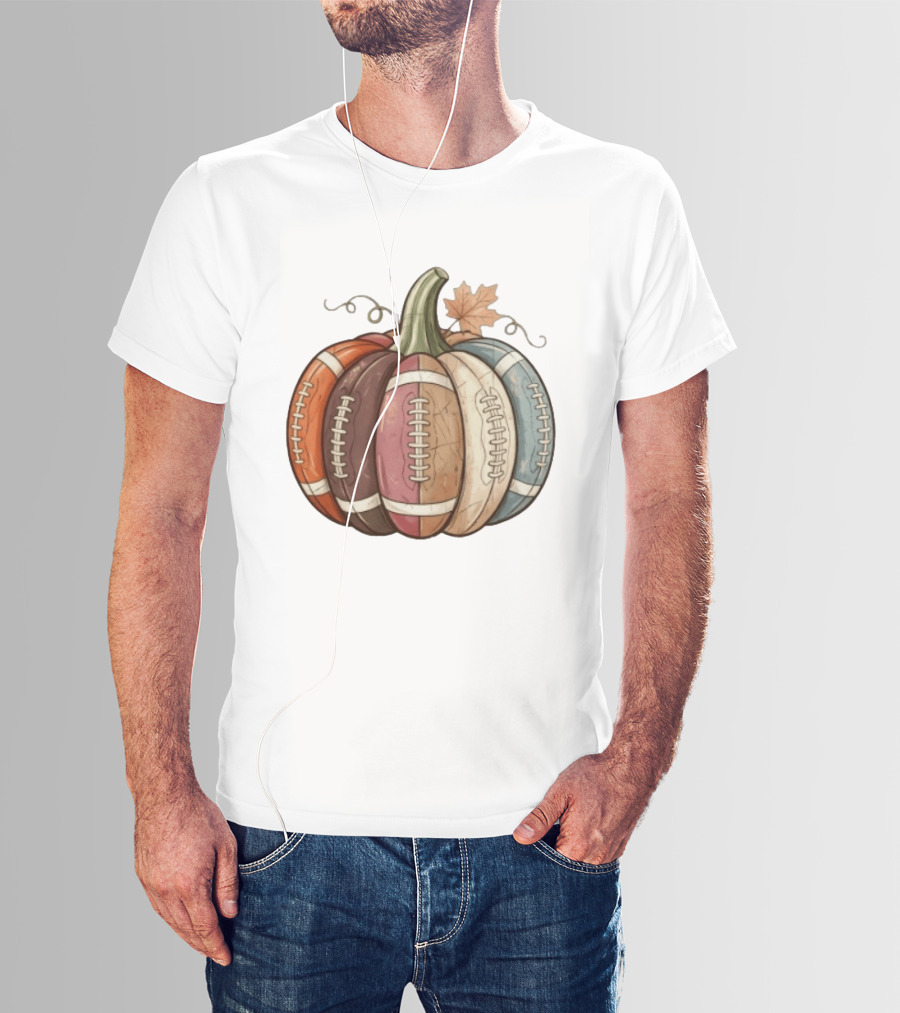 Football Pumpkin Fall Autumn Sports Harvest Season Decor T-Shirt