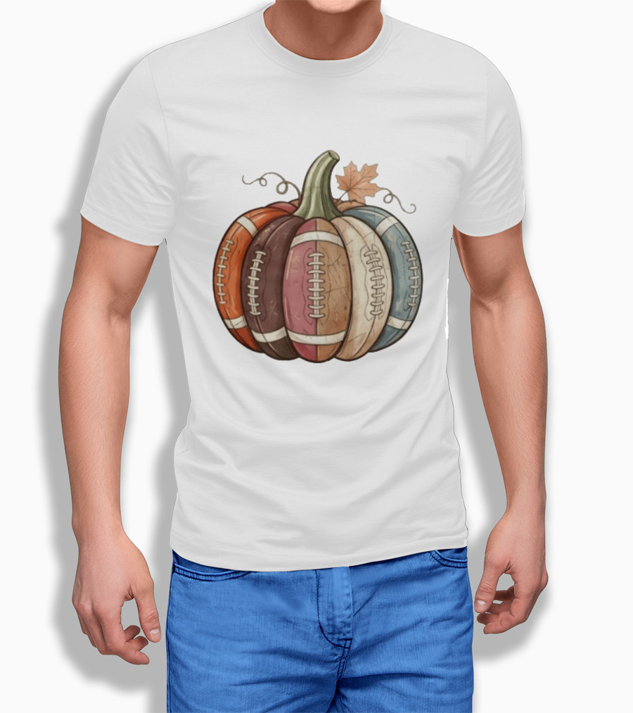 Football Pumpkin Fall Autumn Sports Harvest Season Decor T-Shirt