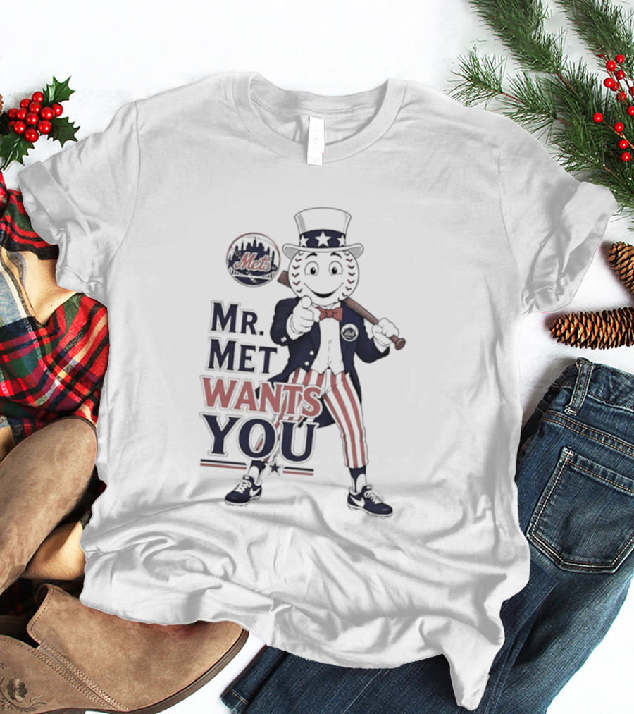 Mr. Met Wants You New York Mets Uncle Sam Baseball Fan T-Shirt