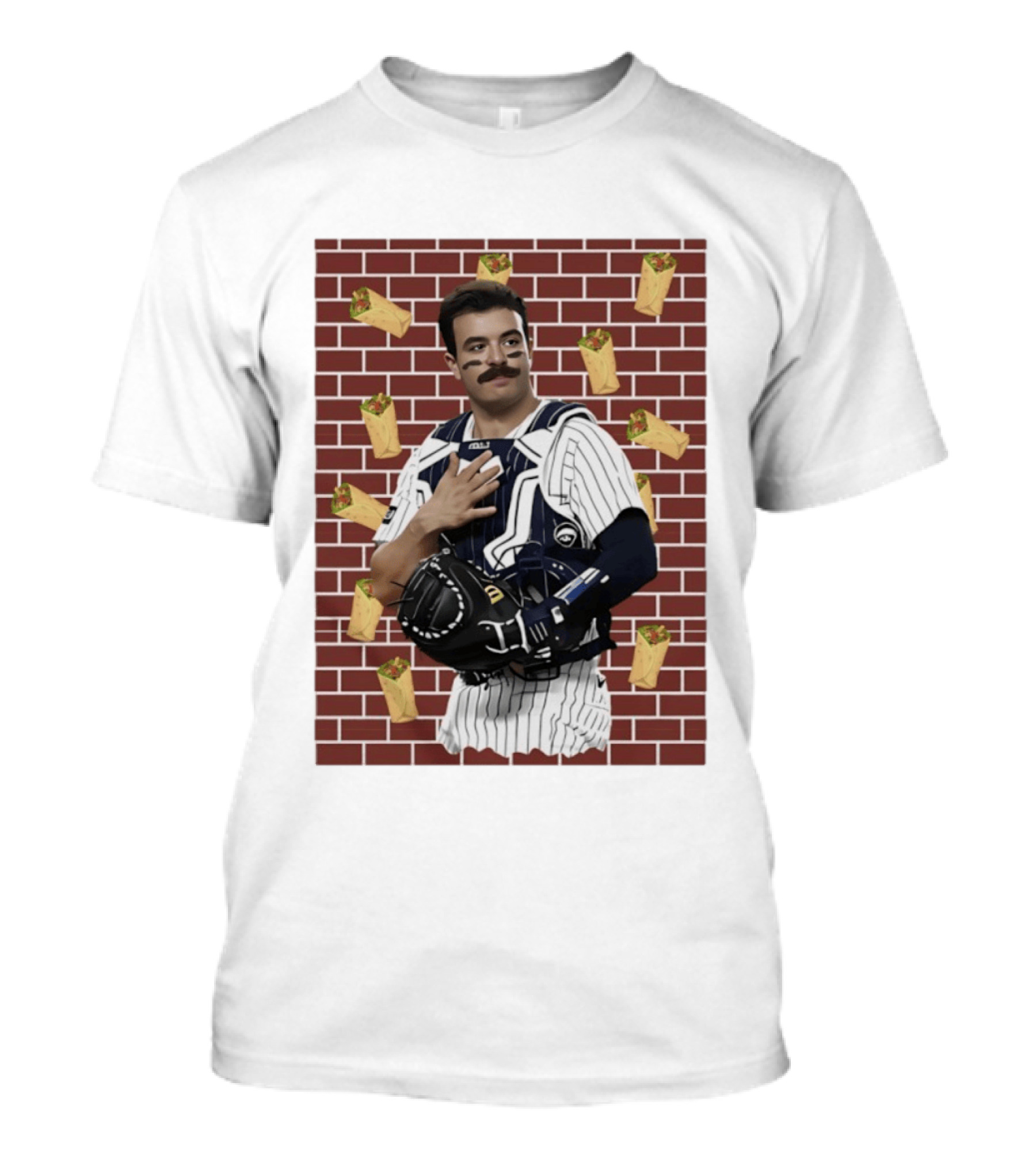 Yankees Austin Wells Catcher With Brick Wall And Burrito T-Shirt