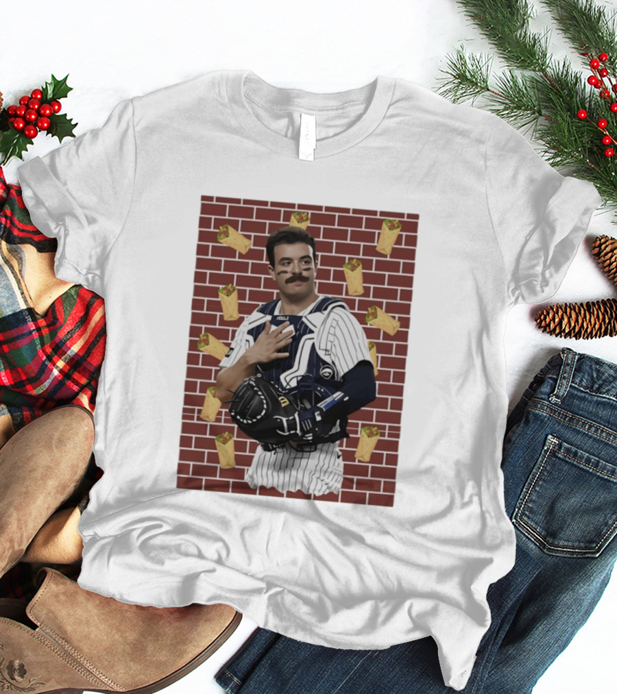 Yankees Austin Wells Catcher With Brick Wall And Burrito T-Shirt
