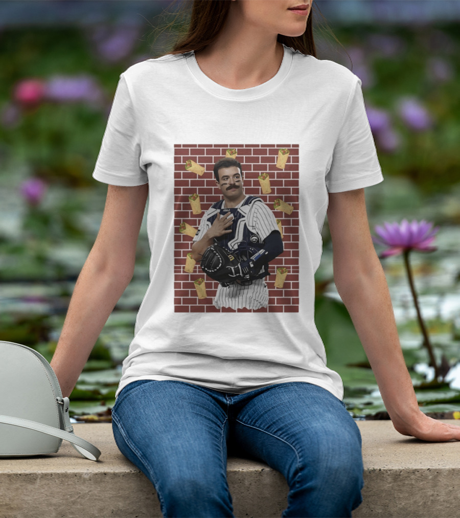 Yankees Austin Wells Catcher With Brick Wall And Burrito T-Shirt