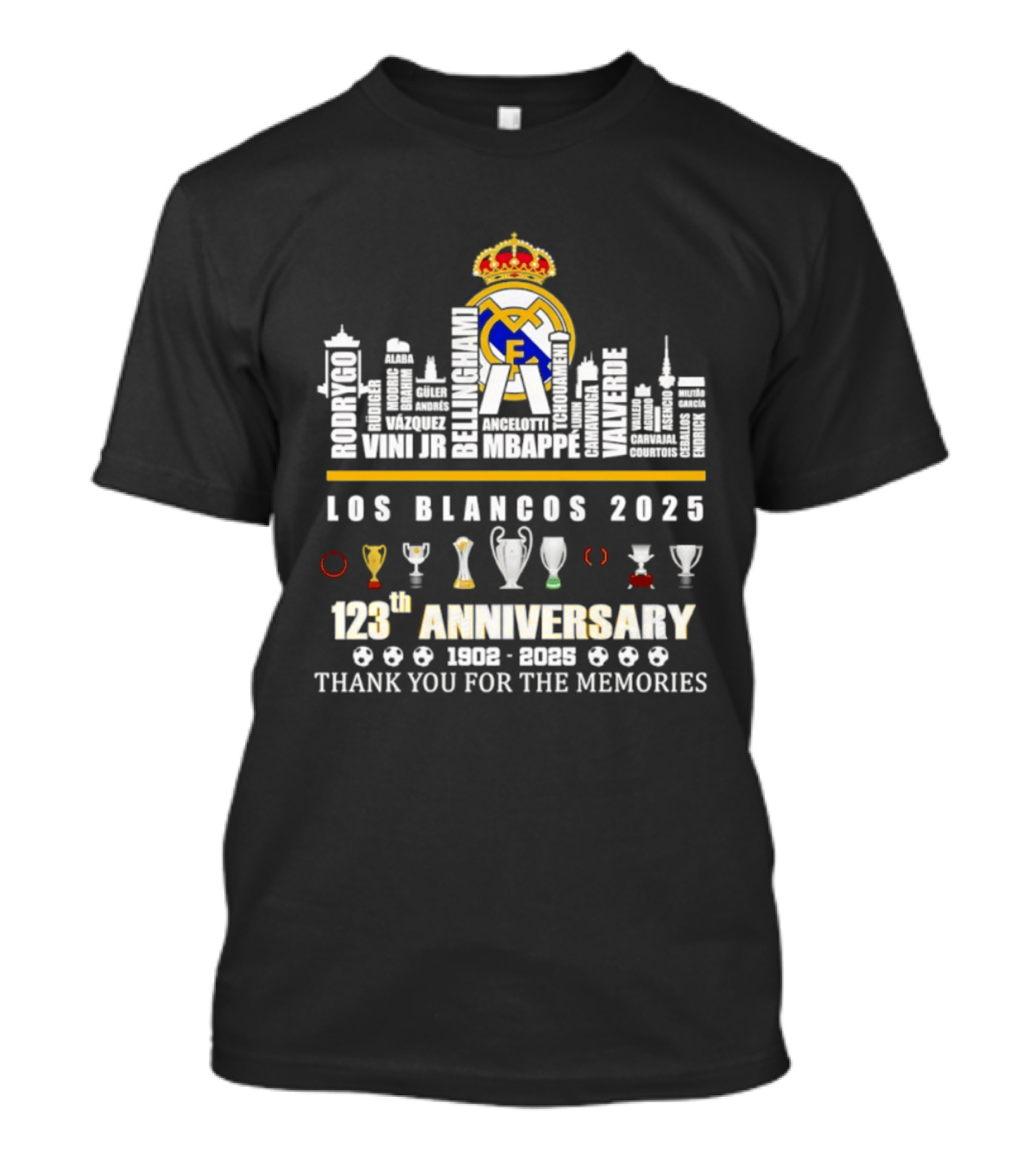 Real Madrid Los Blancos 2025 123th Anniversary 1902 2025 Thank You For The Memories T-Shirt