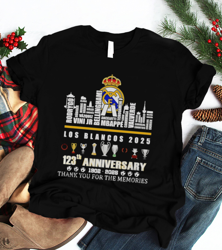 Real Madrid Los Blancos 2025 123th Anniversary 1902 2025 Thank You For The Memories T-Shirt