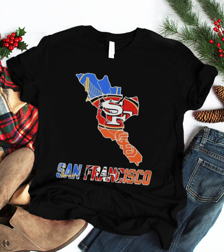 San Francisco State Map Golden State Warriors 49ers 2026 T-Shirt